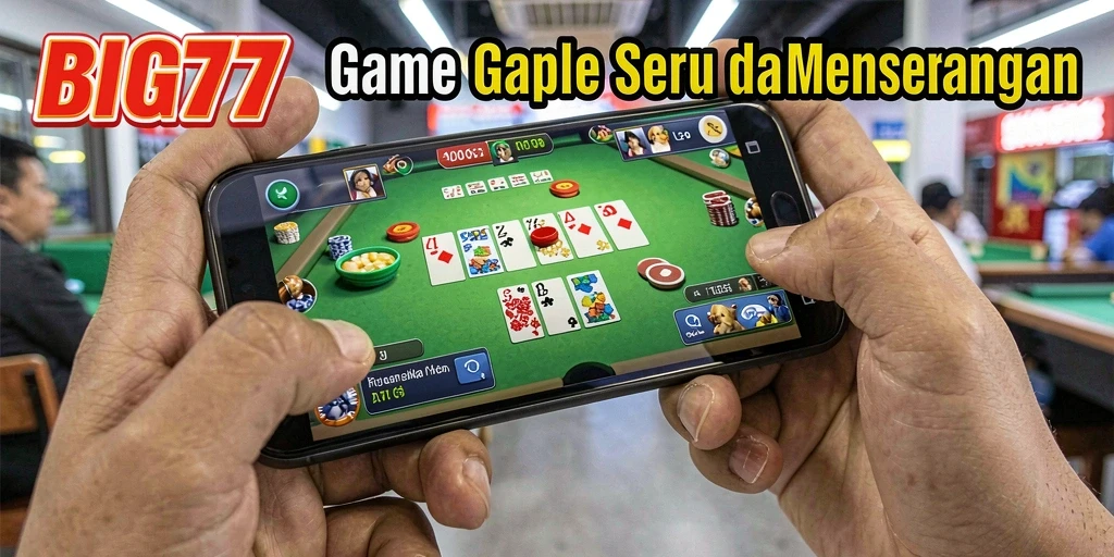 Tampilan gameplay seru dalam permainan Gaple BIG77.