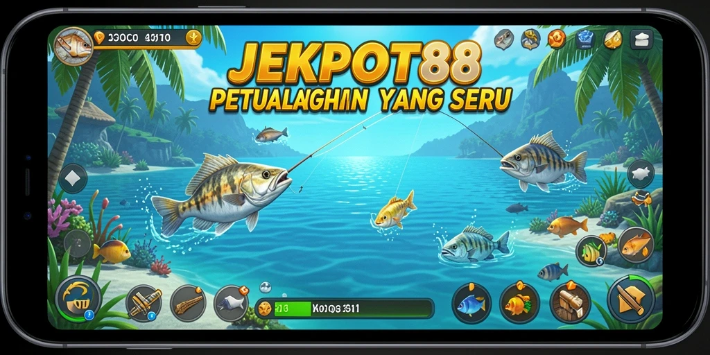 Tampilan gameplay seru JEKPOT88 saat menangkap ikan.