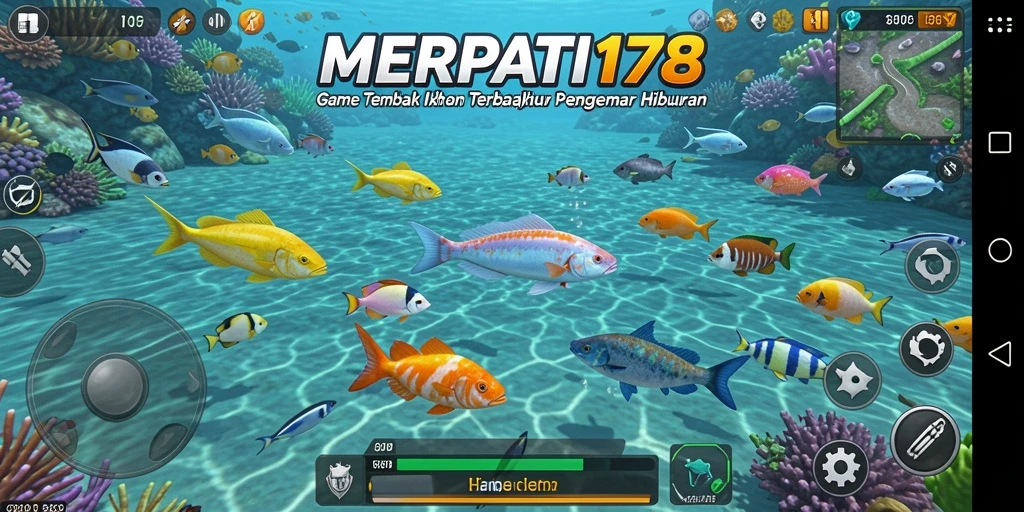 Tangkapan layar utama MERPATI178 menampilkan gameplay seru menembak ikan.