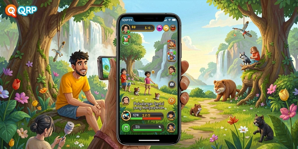Tampilan gameplay <strong>QQRP</strong> yang cerah dan penuh tantangan.