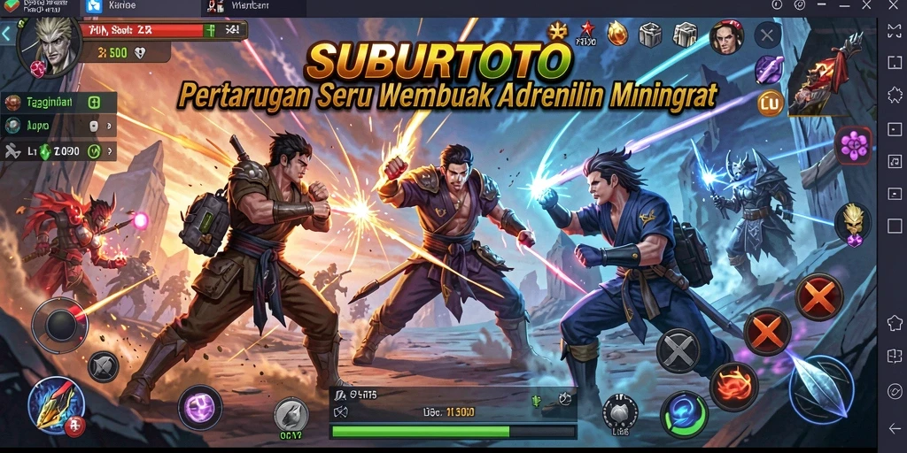 Screenshot permainan SUBURTOTO menampilkan pertarungan intens.