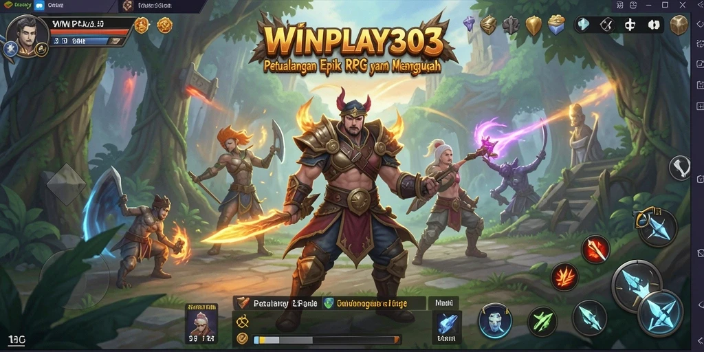 Screenshot gameplay <strong>WINPLAY303</strong> menampilkan aksi pertempuran epik di dunia fantasi.